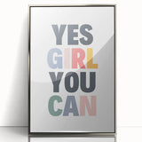 Yes Girl You Can Typography Art – Motivational Wall Decor