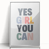 Yes Girl You Can Typography Art – Motivational Wall Decor