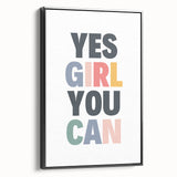 Yes Girl You Can Typography Art – Motivational Wall Decor