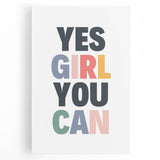 Yes Girl You Can Typography Art – Motivational Wall Decor