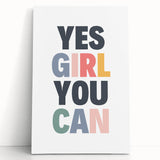 Yes Girl You Can Typography Art – Motivational Wall Decor