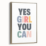 Yes Girl You Can Typography Art – Motivational Wall Decor
