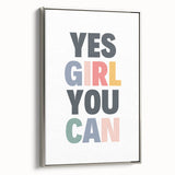 Yes Girl You Can Typography Art – Motivational Wall Decor