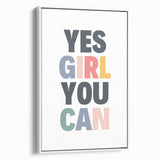 Yes Girl You Can Typography Art – Motivational Wall Decor