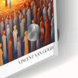 Mid-century modernist large abstract wall art depicting vibrant, swirling patterns on acrylic glass.