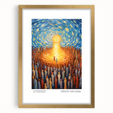 Extra large framed impressionist wall art depicting a vibrant, abstract scene in a gold frame, ideal for living room decor.