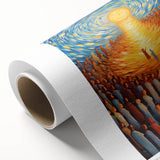 Impressionist-style painting of a vibrant starry night on rolled canvas, suitable for nursery wall art.