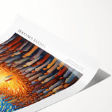 Extra large rolled print featuring Van Gogh-style impressionist line art flowers in vibrant colors.