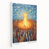 Impressionist-style painting of a vibrant starry night on stretched canvas, suitable for kitchen wall art.