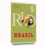 Rio Retro Travel Poster | Vibrant Toucan & Brazil Paradise Art