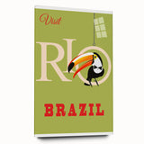 Rio Retro Travel Poster | Vibrant Toucan & Brazil Paradise Art