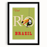 Rio Retro Travel Poster | Vibrant Toucan & Brazil Paradise Art