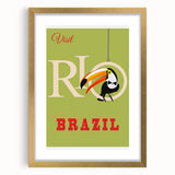 Rio Retro Travel Poster | Vibrant Toucan & Brazil Paradise Art