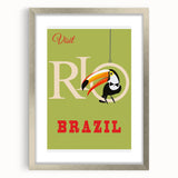 Rio Retro Travel Poster | Vibrant Toucan & Brazil Paradise Art