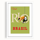 Rio Retro Travel Poster | Vibrant Toucan & Brazil Paradise Art