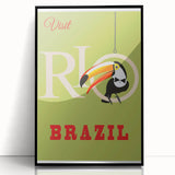 Rio Retro Travel Poster | Vibrant Toucan & Brazil Paradise Art