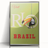 Rio Retro Travel Poster | Vibrant Toucan & Brazil Paradise Art
