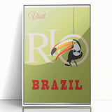 Rio Retro Travel Poster | Vibrant Toucan & Brazil Paradise Art