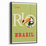 Rio Retro Travel Poster | Vibrant Toucan & Brazil Paradise Art