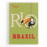 Rio Retro Travel Poster | Vibrant Toucan & Brazil Paradise Art