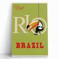 Rio Retro Travel Poster | Vibrant Toucan & Brazil Paradise Art