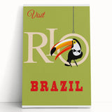 Rio Retro Travel Poster | Vibrant Toucan & Brazil Paradise Art