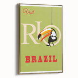Rio Retro Travel Poster | Vibrant Toucan & Brazil Paradise Art