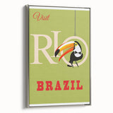 Rio Retro Travel Poster | Vibrant Toucan & Brazil Paradise Art