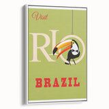 Rio Retro Travel Poster | Vibrant Toucan & Brazil Paradise Art