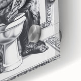 Gorilla Bathroom Wall Art - Quirky Black and White Decor