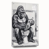 Gorilla Bathroom Wall Art - Quirky Black and White Decor