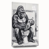 Gorilla Bathroom Wall Art - Quirky Black and White Decor