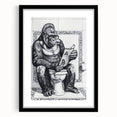 Gorilla Bathroom Wall Art - Quirky Black and White Decor