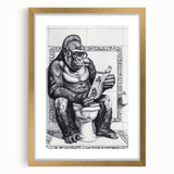 Gorilla Bathroom Wall Art - Quirky Black and White Decor