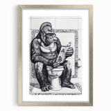 Gorilla Bathroom Wall Art - Quirky Black and White Decor