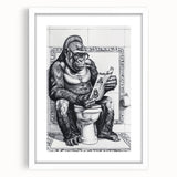 Gorilla Bathroom Wall Art - Quirky Black and White Decor