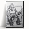 Gorilla Bathroom Wall Art - Quirky Black and White Decor