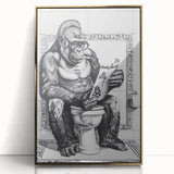 Gorilla Bathroom Wall Art - Quirky Black and White Decor