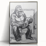Gorilla Bathroom Wall Art - Quirky Black and White Decor