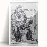 Gorilla Bathroom Wall Art - Quirky Black and White Decor