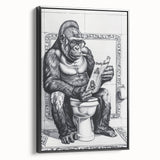Gorilla Bathroom Wall Art - Quirky Black and White Decor