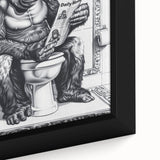 Gorilla Bathroom Wall Art - Quirky Black and White Decor