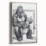 Gorilla Bathroom Wall Art - Quirky Black and White Decor