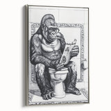 Gorilla Bathroom Wall Art - Quirky Black and White Decor