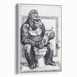 Gorilla Bathroom Wall Art - Quirky Black and White Decor