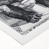 Gorilla Bathroom Wall Art - Quirky Black and White Decor