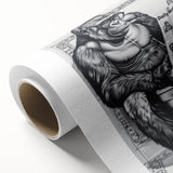 Gorilla Bathroom Wall Art - Quirky Black and White Decor