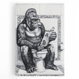 Gorilla Bathroom Wall Art - Quirky Black and White Decor