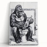 Gorilla Bathroom Wall Art - Quirky Black and White Decor