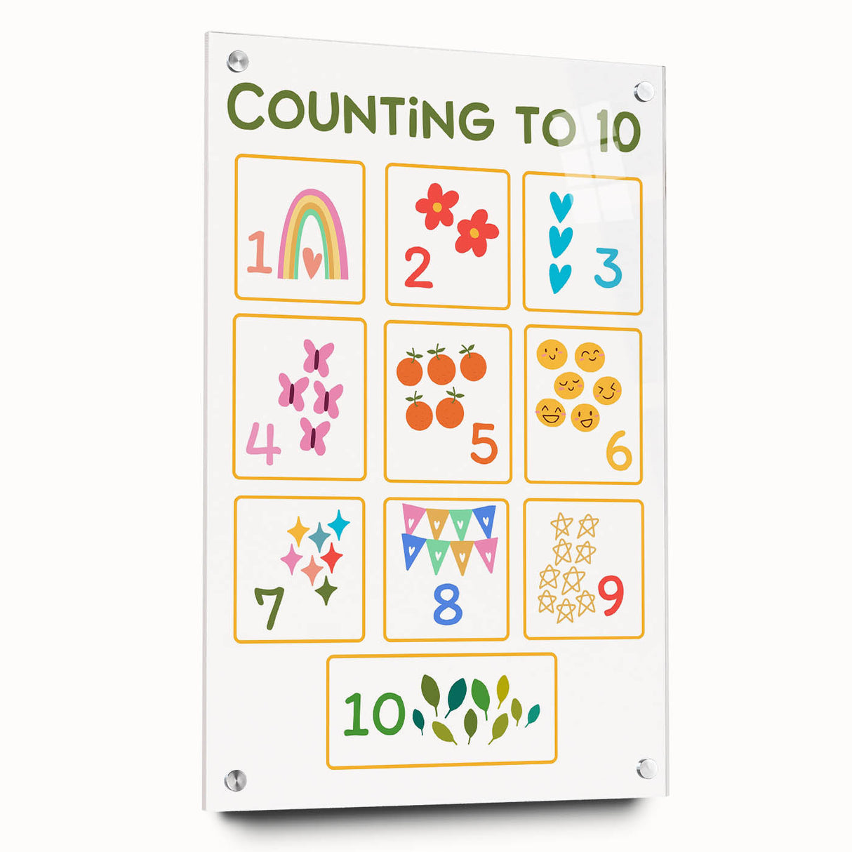 Counting to 10 Learning Wall Art - Kids Educational Number Poster